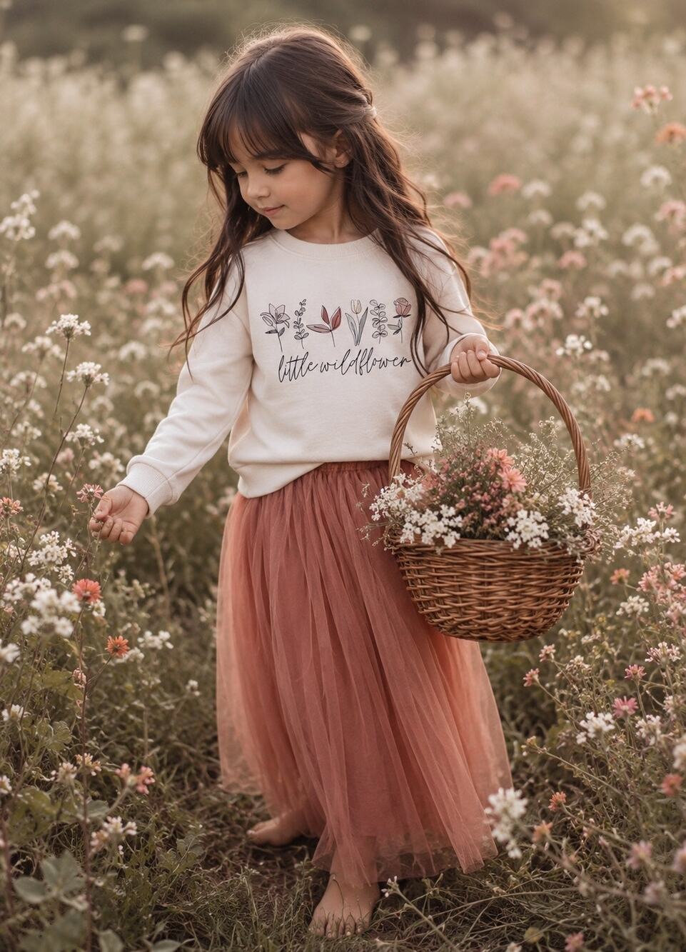 Off To Explore Little Wildflower Free Spirited Slouchy Sweatshirt 5/6